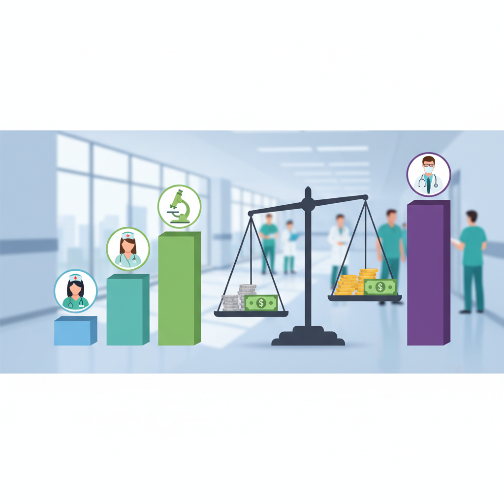 Vergelijking van het salaris van verpleegkundigen met andere zorgberoepen